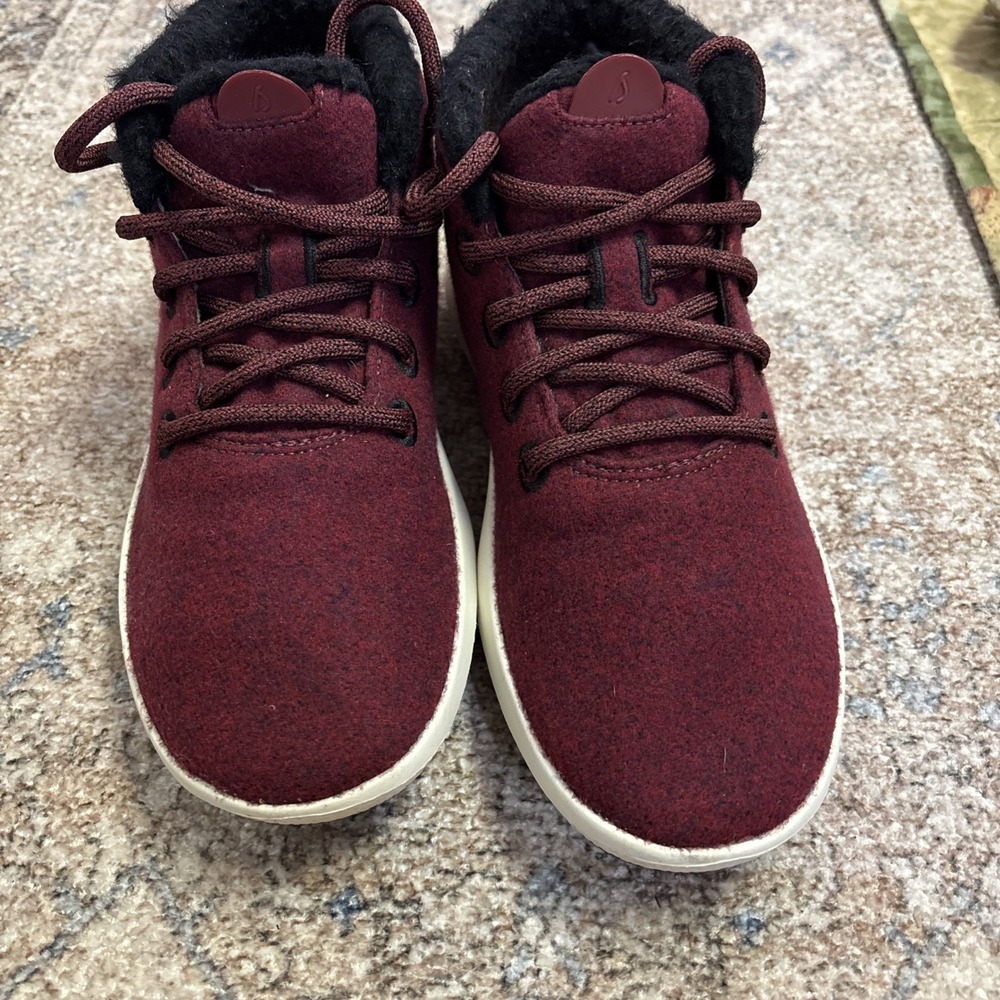 Allbirds Women's Wool Runner Up‎ Mizzle Fluff High Top Sneakers Shoes sz 9 Wine